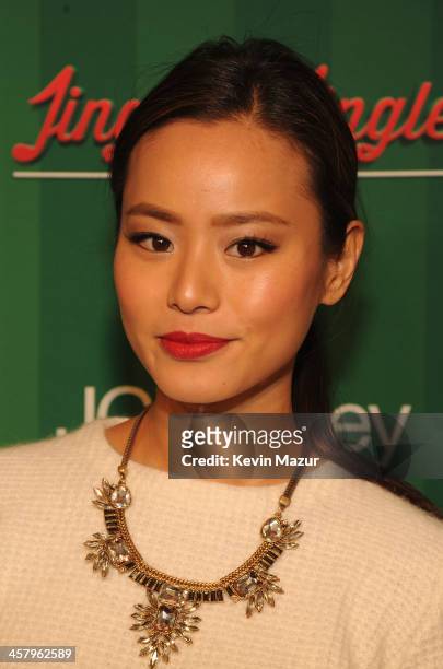Actress Jamie Chung attends a surprise holiday event and performance by Blake Shelton, with the USO Show Troupe, virtual carolers and spectacular 3D...