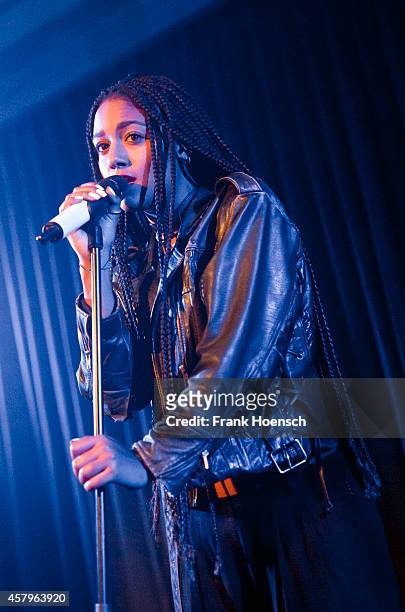 German singer Larissa Sirah Herden aka Lary performs live during a concert at the Berghain Kantine on October 27, 2014 in Berlin, Germany.