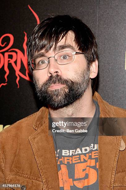 Author Joe Hill attends the RADiUS TWC and The Cinema Society New York Premiere of "Horns" at Landmark's Sunshine Cinema on October 27, 2014 in New...