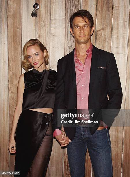 Actress Heather Graham and guest attend the RADiUS TWC and The Cinema Society New York Premiere of "Horns" after party at Jimmy At The James Hotel on...