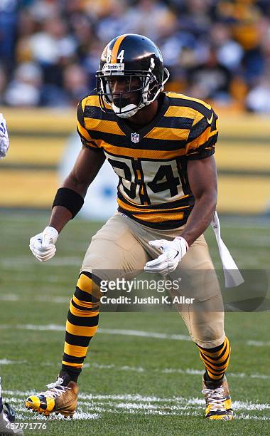 Antonio Brown of the Pittsburgh Steelers runs during the game against the Indianapolis Colts on September 26, 2014 at Heinz Field in Pittsburgh,...