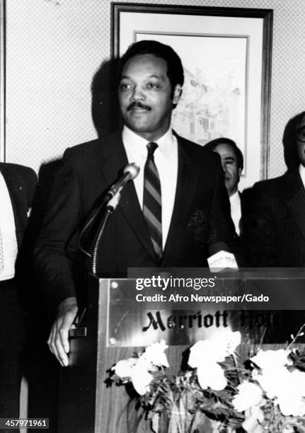 Jesse Jackson speaks at the Marriott Hotel, Richmond, Virginia, 1990.