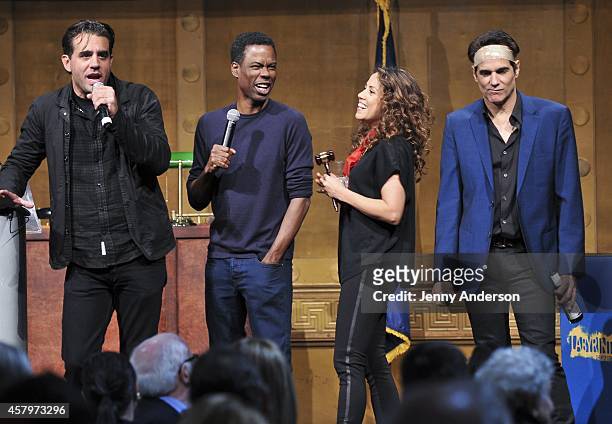 Bobby Cannavale, Chris Rock, Elizabeth Rodriguez and Yul Vazquez during Labyrinth Theater Company's Celebrity Charades 2014: Judgement Day at...