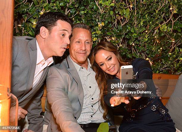 David Alan Basche, Angelo Pagan and Leah Remini attend "The Exes" - Season 4, which premieres November 5 at 10:30p ET/PT, at Wirtshaus LA on October...