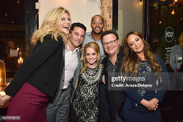 Kristen Johnston, David Alan Basche, Kelly Stables, Donald Faison, Wayne Knight and Leah Remini attend "The Exes" - Season 4, which premieres...