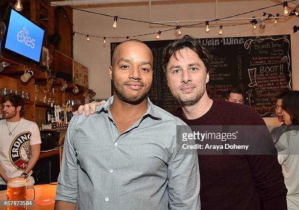 Donald Faison and Zach Braff attend "The Exes" - Season 4, which premieres November 5 at 10:30p ET/PT, at Wirtshaus LA on October 27, 2014 in Los...