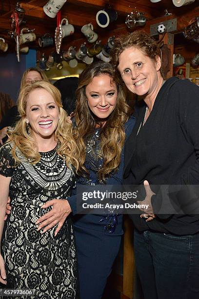 Kelly Stables, Leah Remini and Mindy Schultheis attend "The Exes" - Season 4, which premieres November 5 at 10:30p ET/PT, at Wirtshaus LA on October...