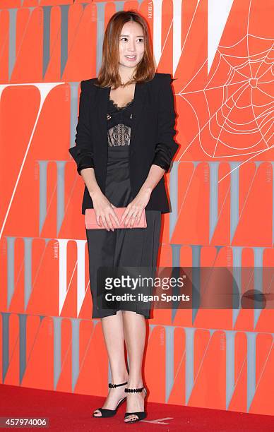 Kim Yu-Mi poses for photographs during the W Korea campaign "Love Your W" party at Fradia on October 23, 2014 in Seoul, South Korea.