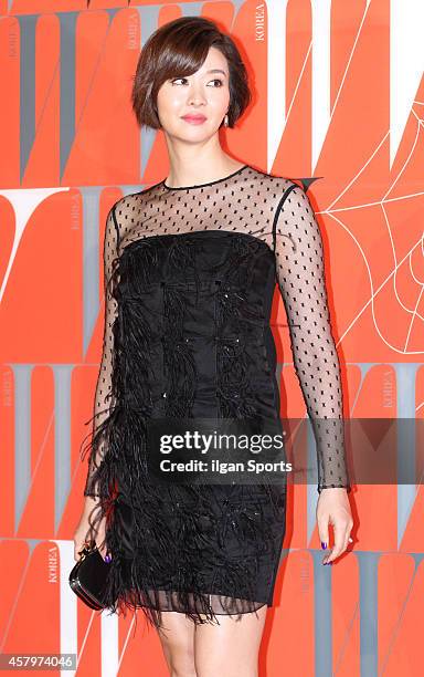 Song Sun-Mi poses for photographs during the W Korea campaign "Love Your W" party at Fradia on October 23, 2014 in Seoul, South Korea.