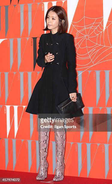 Chae Jung-An poses for photographs during the W Korea campaign "Love Your W" party at Fradia on October 23, 2014 in Seoul, South Korea.