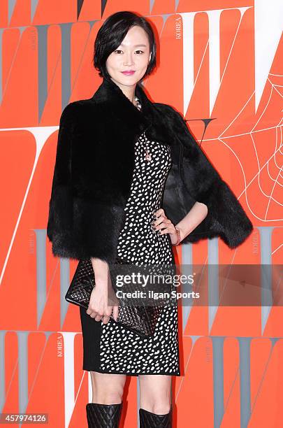 Lee Hye-Jung poses for photographs during the W Korea campaign "Love Your W" party at Fradia on October 23, 2014 in Seoul, South Korea.