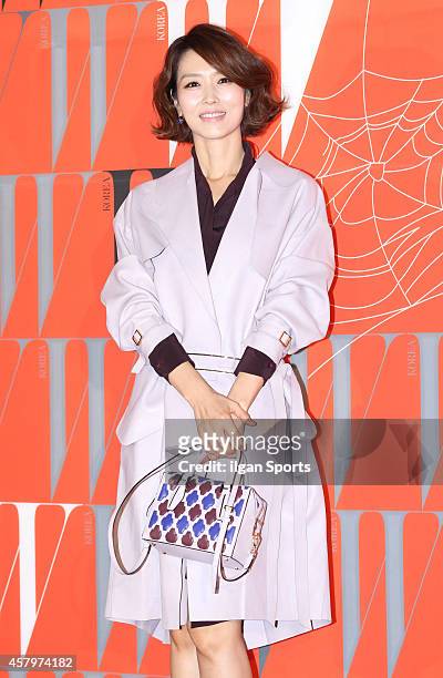 Chung Ji-Young poses for photographs during the W Korea campaign "Love Your W" party at Fradia on October 23, 2014 in Seoul, South Korea.