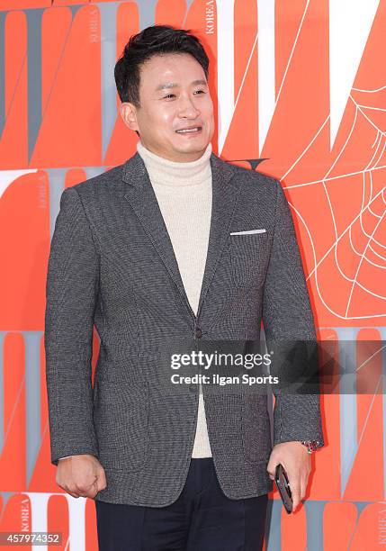 Seo Kyung-Seok poses for photographs during the W Korea campaign "Love Your W" party at Fradia on October 23, 2014 in Seoul, South Korea.