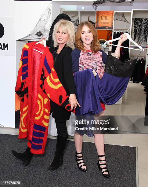 Joanna Lumley and Angela Scanlon attend a photocall to open Marks and Spencer Little Shwop of Horrors at Marks & Spencer Marble Arch on October 28,...