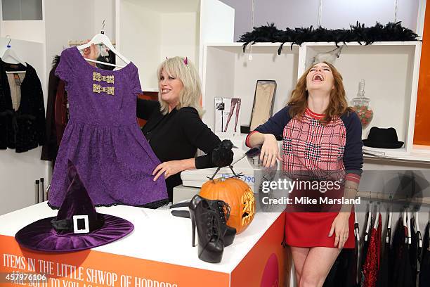 Joanna Lumley and Angela Scanlon attend a photocall to open Marks and Spencer Little Shwop of Horrors at Marks & Spencer Marble Arch on October 28,...