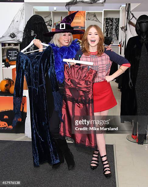 Joanna Lumley and Angela Scanlon attend a photocall to open Marks and Spencer Little Shwop of Horrors at Marks & Spencer Marble Arch on October 28,...