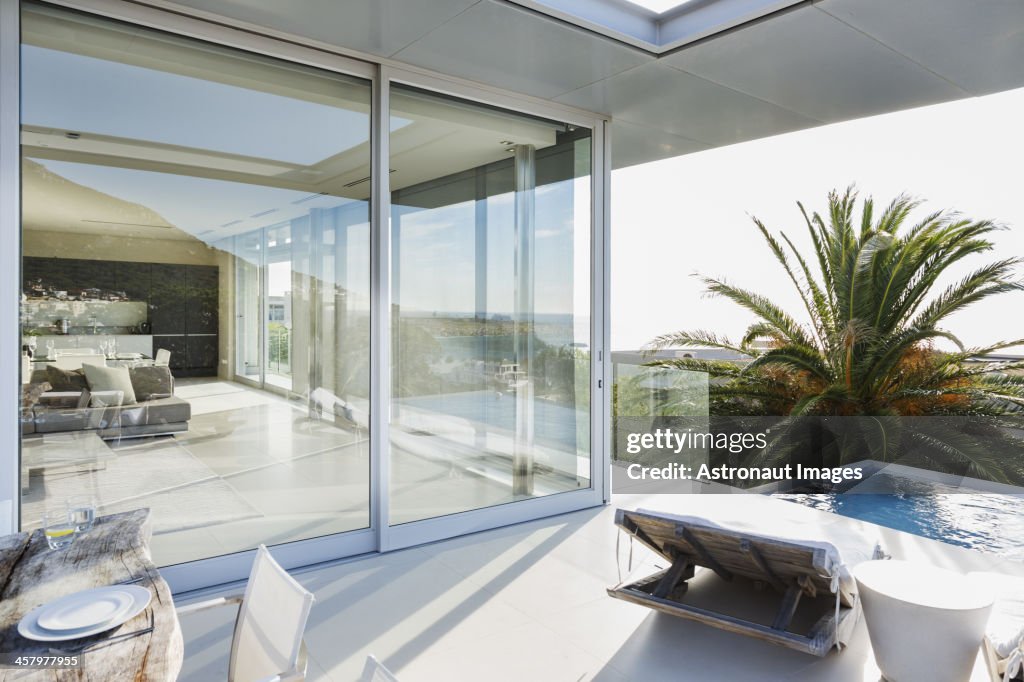 Patio and swimming pool of modern house