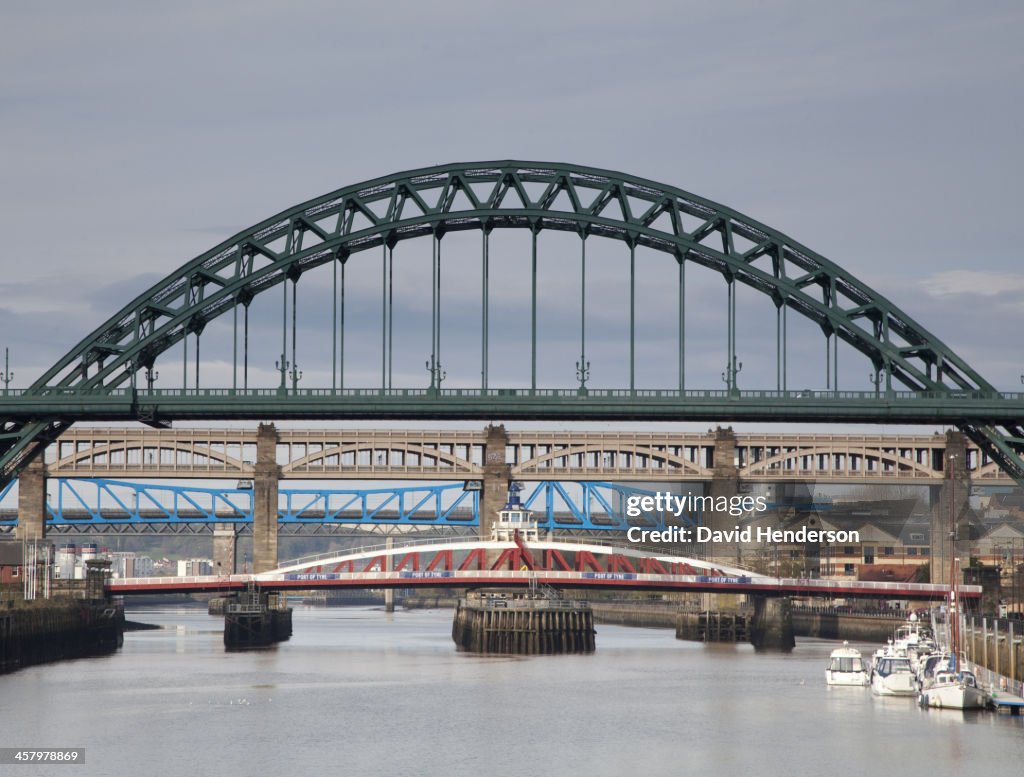 Urban bridges over river