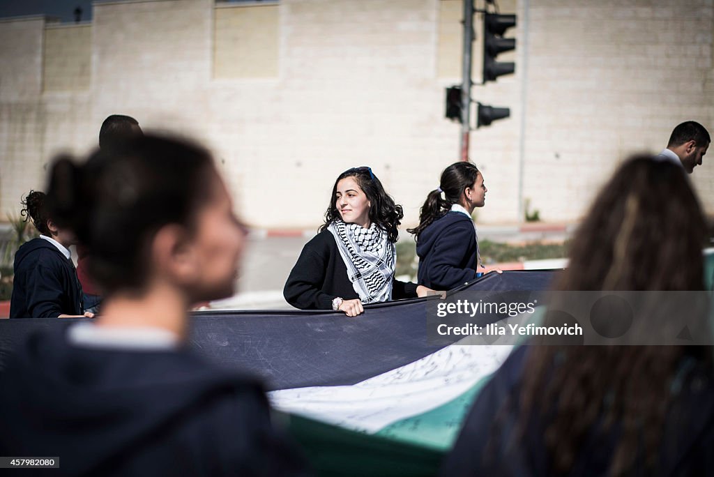 March In Ramallah Takes Place To Mark 66 Years Of The Israeli Occupation Of The West Bank