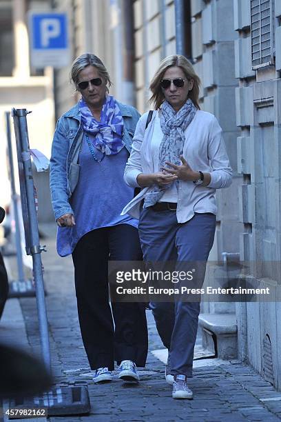 Princess Cristina and Ana Urdangarin attend her grandson Juan Valentin Urdangarin's birthday on September 27, 2014 in Geneva, Switzerland.