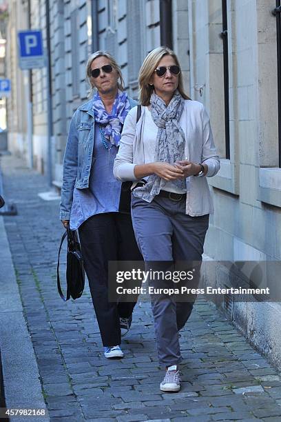 Princess Cristina and Ana Urdangarin attend her grandson Juan Valentin Urdangarin's birthday on September 27, 2014 in Geneva, Switzerland.