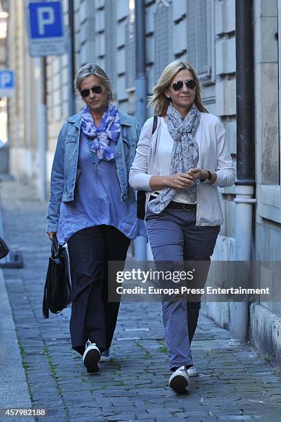 Princess Cristina and Ana Urdangarin attend her grandson Juan Valentin Urdangarin's birthday on September 27, 2014 in Geneva, Switzerland.