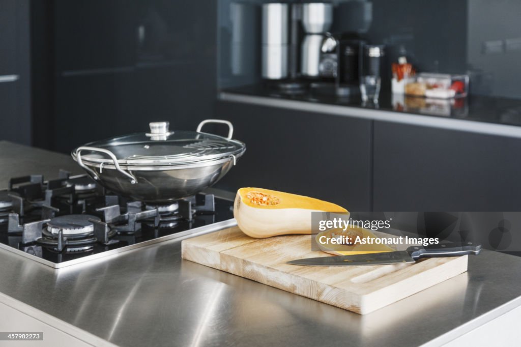 Sliced squash in modern kitchen