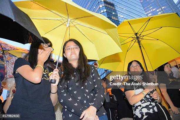 Protesters attend a rally to mark one month since they took the street at the Admiralty on October 28, 2014 in Hong Kong. Hong Kong pro-democracy...