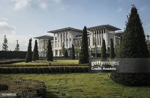 General view of Turkey's new Presidential Palace, built inside Ataturk Forest Farm and going to be used for Turkey's 91st Republic Day Reception...