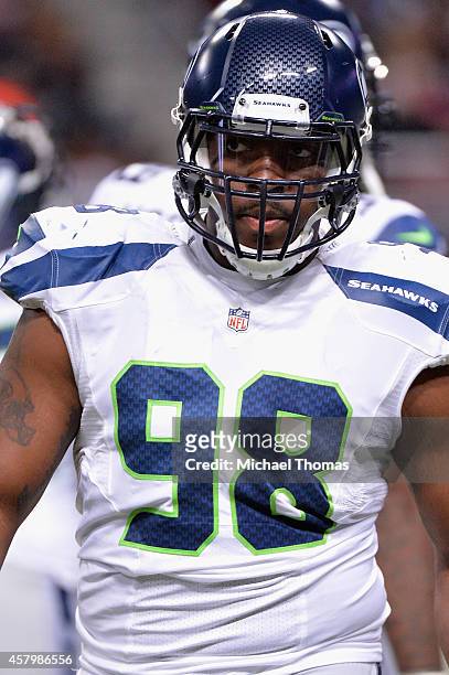 Greg Scruggs of the Seattle Seahawks during a game against the St. Louis Rams at the Edward Jones Dome on October 19, 2014 in St. Louis, Missouri.