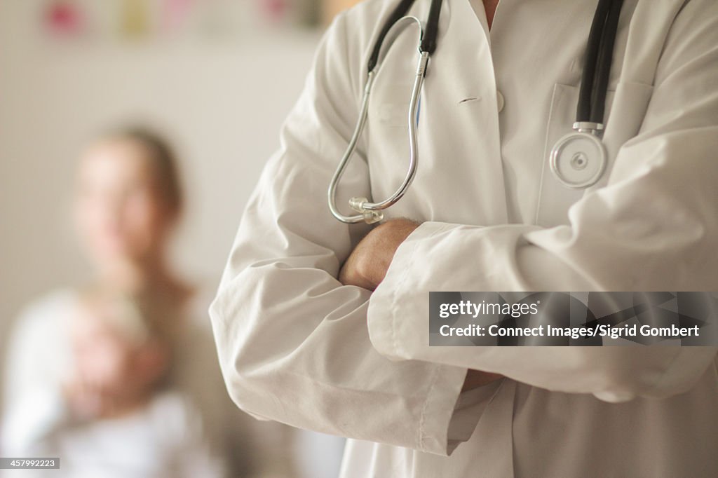 Cropped close up of male doctor in clinic