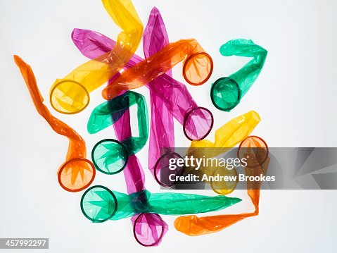 Still life with assorted colored condoms Still life with assorted colored condoms