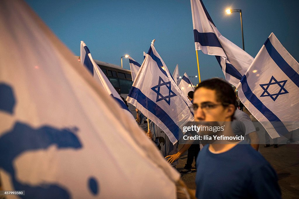 Israeli Right Wing Activists Protest At The Site Of Last Week's Terror Attack At Ammunition Hill