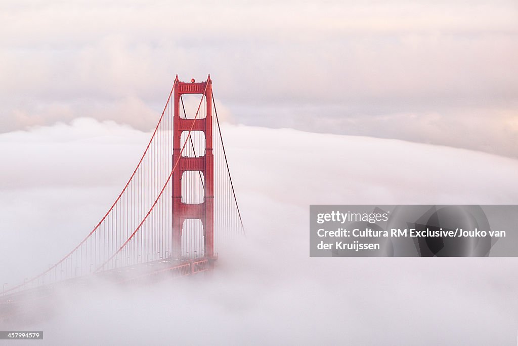 Golden Gate Bridge in fog, San Francisco, California, USA