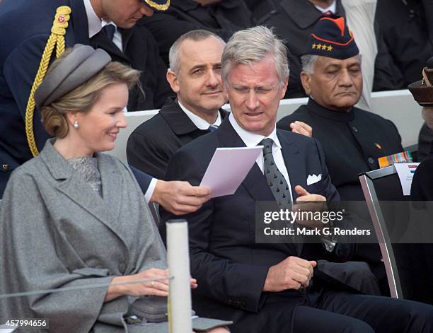 Queen Mathilde and King Philippe of Belgium attend the Commemoration of the 100th anniversary of WWI on October 28, 2014 in Nieuwpoort, Belgium.