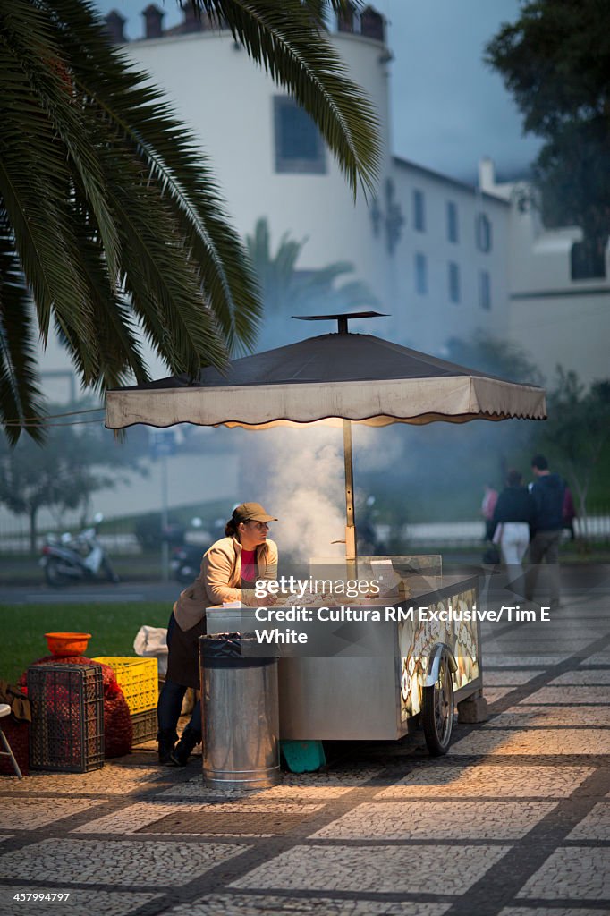 Street food trader, Funchal, Madeira, Portugal