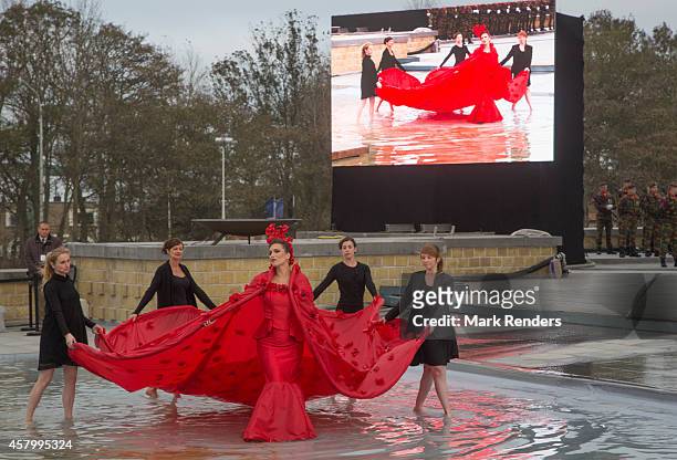 Belgian artists dance during the Commemoration of 100th Anniversary of WWI marking one hundred years since the start of the first World War on...
