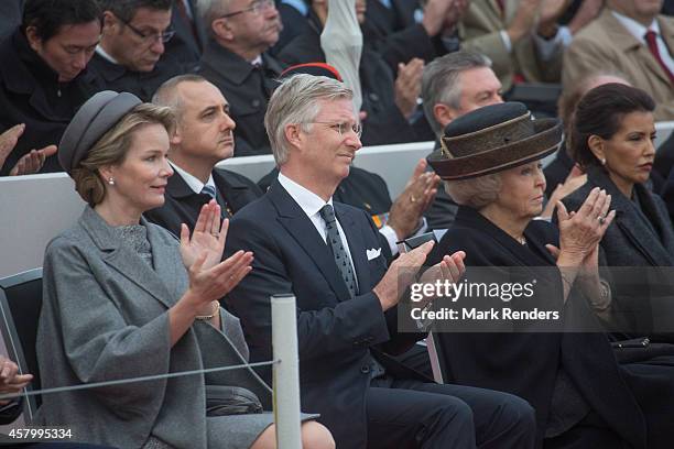 Queen Mathilde of Belgium, King Philippe of Belgium and Princess Beatrix of The Netherlands attend the Commemoration of 100th Anniversary of WWI...