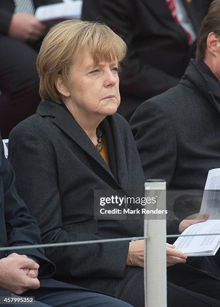 German Chancellor Angela Merkel attends the Commemoration of 100th Anniversary of WWI marking one hundred years since the start of the first World...