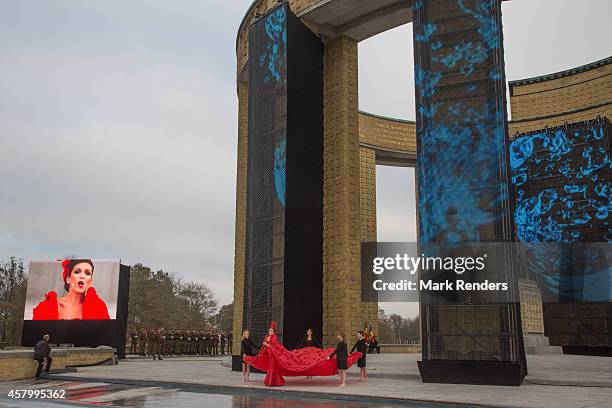 Belgian artists dance during the Commemoration of 100th Anniversary of WWI marking one hundred years since the start of the first World War on...