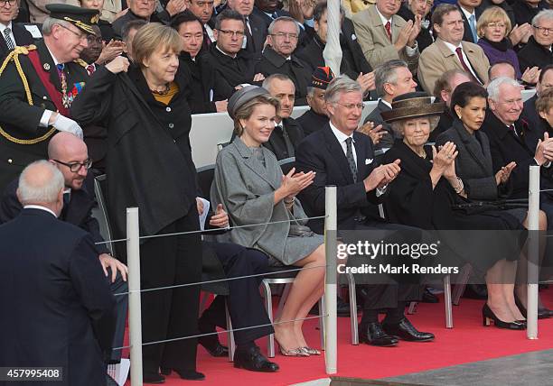 German Chancellor Angela Merkel, Grand Duke Henri of Luxembourg, Queen Mathilde of Belgium, King Philippe of Belgium, Princess Beatrix of The...