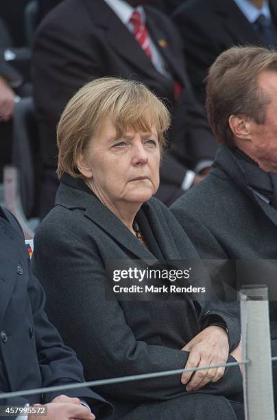 German Chancellor Angela Merkel attends the Commemoration of 100th Anniversary of WWI marking one hundred years since the start of the first World...