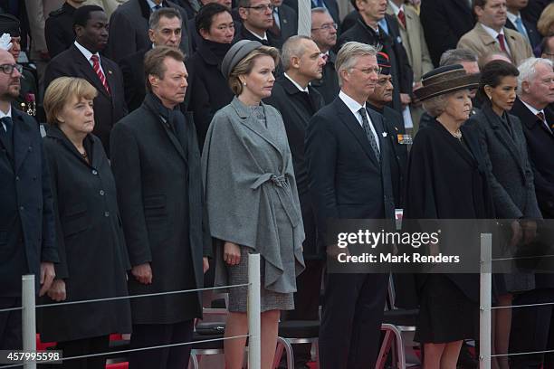 German Chancellor Angela Merkel, Grand Duke Henri of Luxembourg, Queen Mathilde of Belgium, King Philippe of Belgium, Princess Beatrix of The...