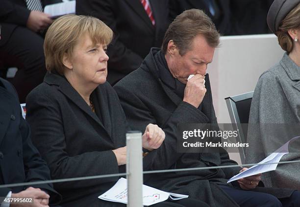 German Chancellor Angela Merkel and Grand Duke Henri of Luxembourg attend the Commemoration of 100th Anniversary of WWI marking one hundred years...