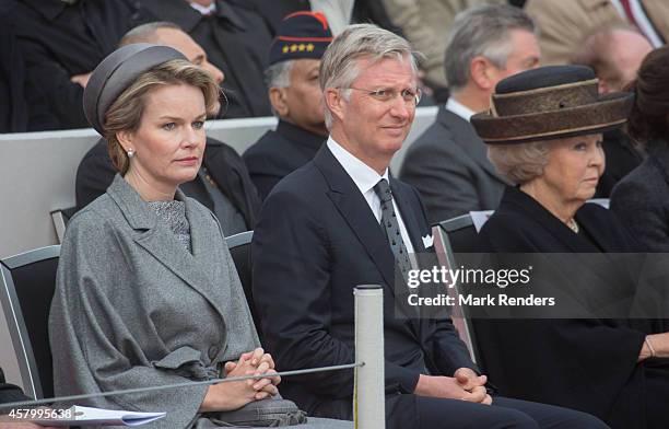Queen Mathilde of Belgium, King Philippe of Belgium and Princess Beatrix of The Netherlands attend the Commemoration of 100th Anniversary of WWI...