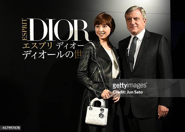 Dior Sidney Toledano and actress Mariko Shinoda arrive at the "Esprit Dior" Opening Reception on October 28, 2014 in Tokyo, Japan.