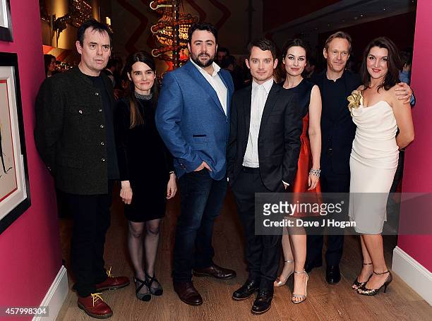 Kevin Eldon, Shirley Henderson, Celyn Jones, Elijah Wood, Maimie Mccoy and Steven Mackintosh attend the UK Premiere of "Set Fire To The Stars" at Ham...