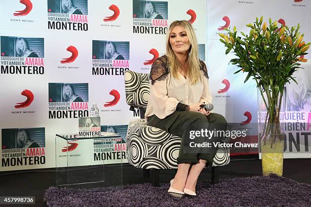 Spanish singer Amaia Montero attends a press conference to promote her new album "Si Dios Quiere Yo Tambien" at Sony Music on October 28, 2014 in...