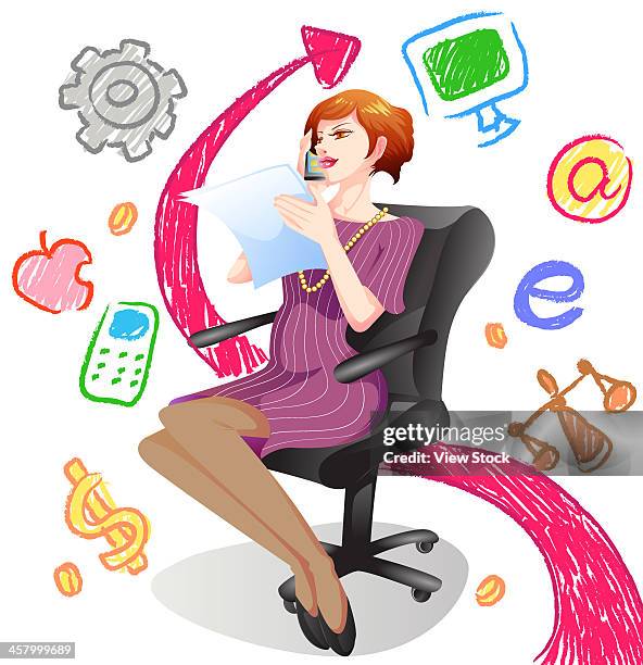 illustration - business woman movement dynamic stock illustrations