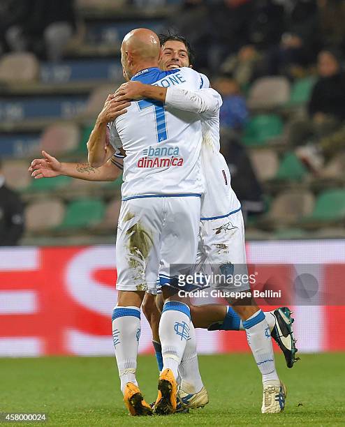 Daniele Croce of Empoli celebrates after scoring the opening goal during the Serie A match between US Sassuolo Calcio and Empoli FC at Mapei Stadium...